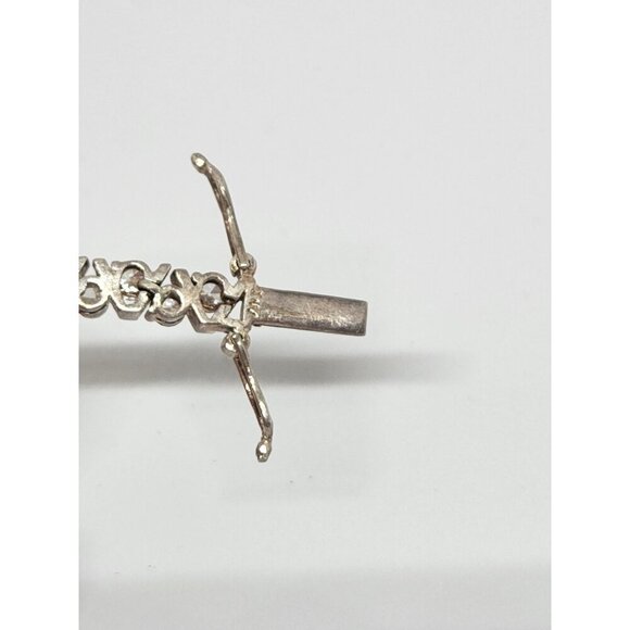 Sterling Silver Rhinestone Tennis Bracelet Vtg V Chevron Setting Hallmarked 7" - Picture 5 of 9